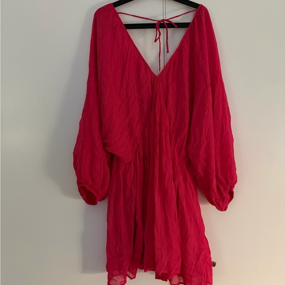 Anthropologie Fuchsia dress balloon v neck Let Me Be NWT - Picture 5 of 6